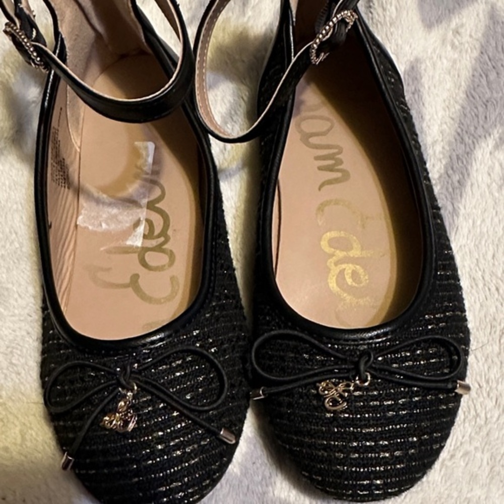 Sam Edelman Black Glitter girls Sandals with ankle strap size 2